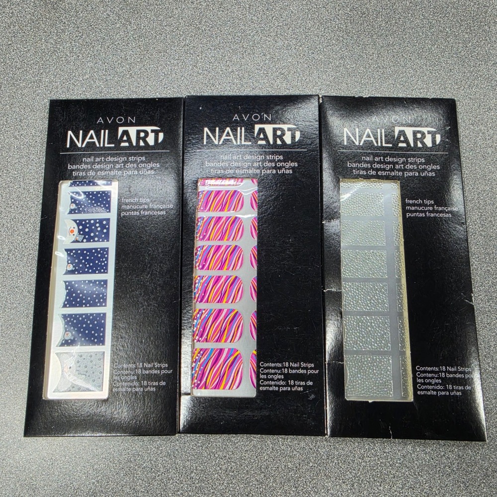 Avon Nail Art Design Strips Lot of 3 Women Multicolor NEW‎ Snowman Rhinestone